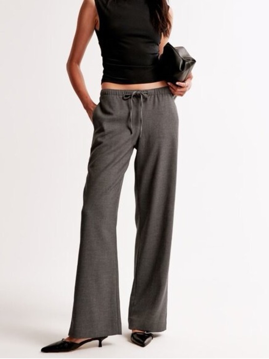 Abercrombie & Fitch Pants - Abercrombie & Fitch Charcoal Wide-Leg Drawstring Pants